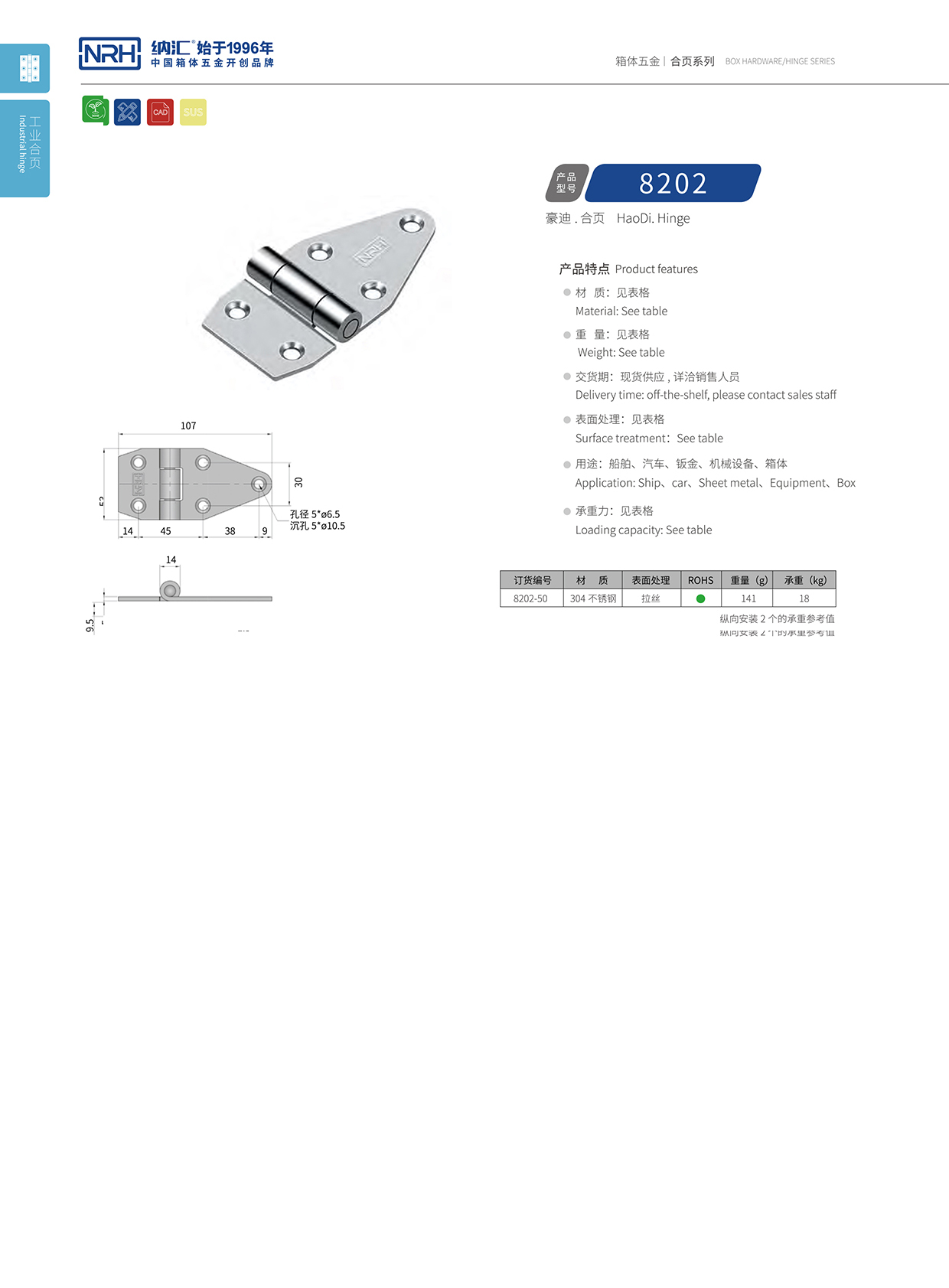 8202-50酒店用餐保温箱合页详细信息