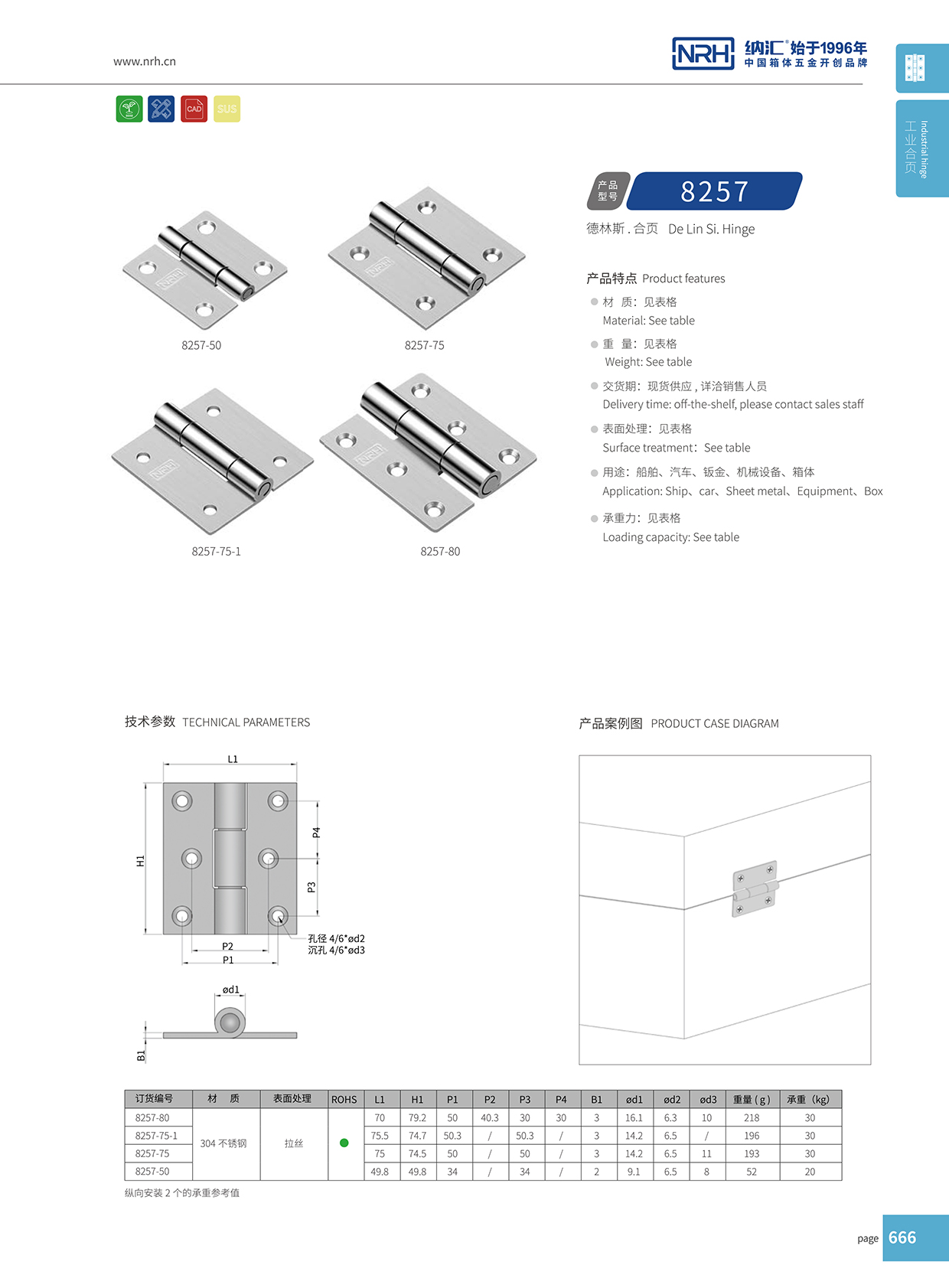 纳汇/NRH 不锈钢合页 8257-80详细信息