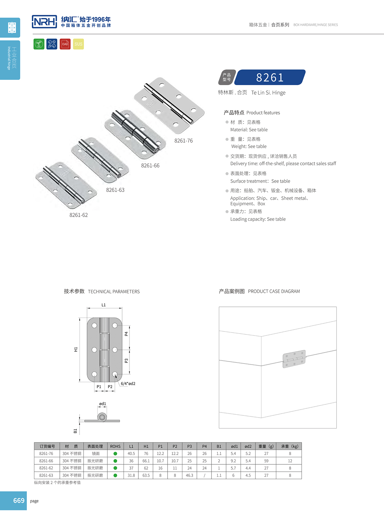 纳汇/NRH 不锈钢合页 8261-62详细信息