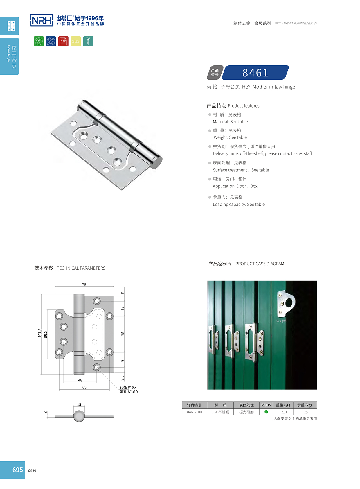 纳汇/NRH 8461-100 防震勘测合页详细信息